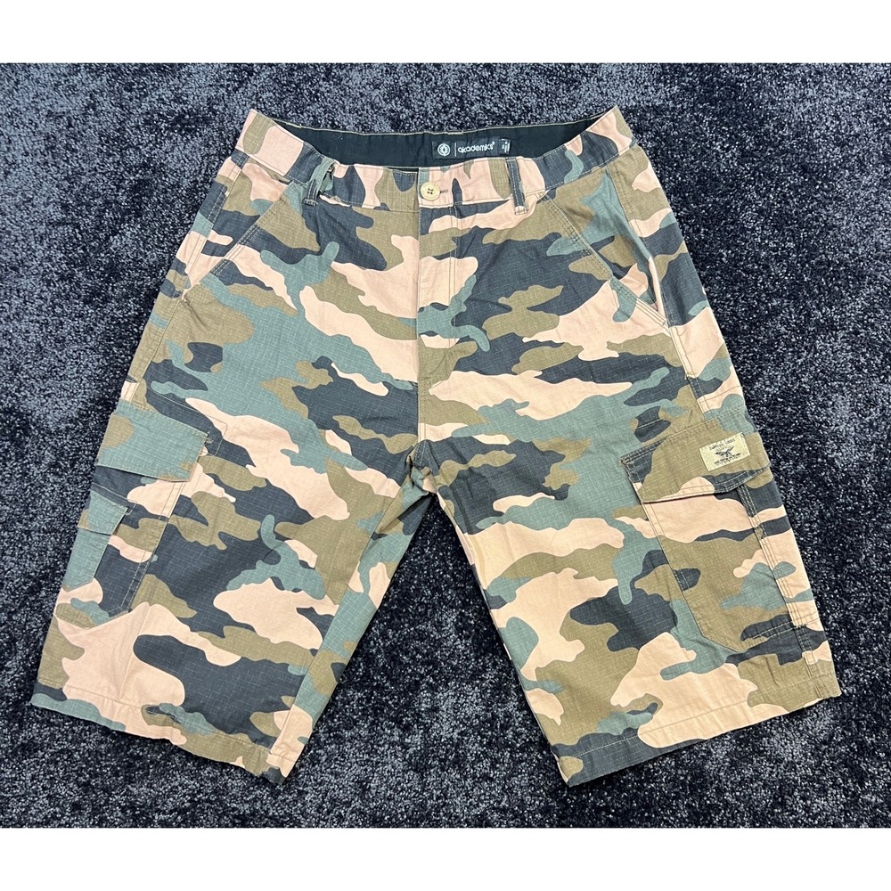 Akademiks Camo Cargo Shorts Mens‎ Size 34 Surplus Goods AKD 55TH Division